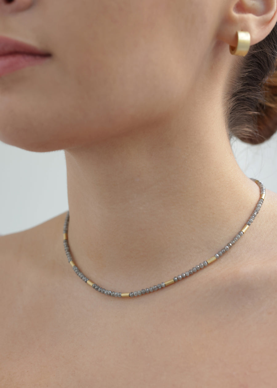 'AEGEA' Gray Diamond Bead Collier