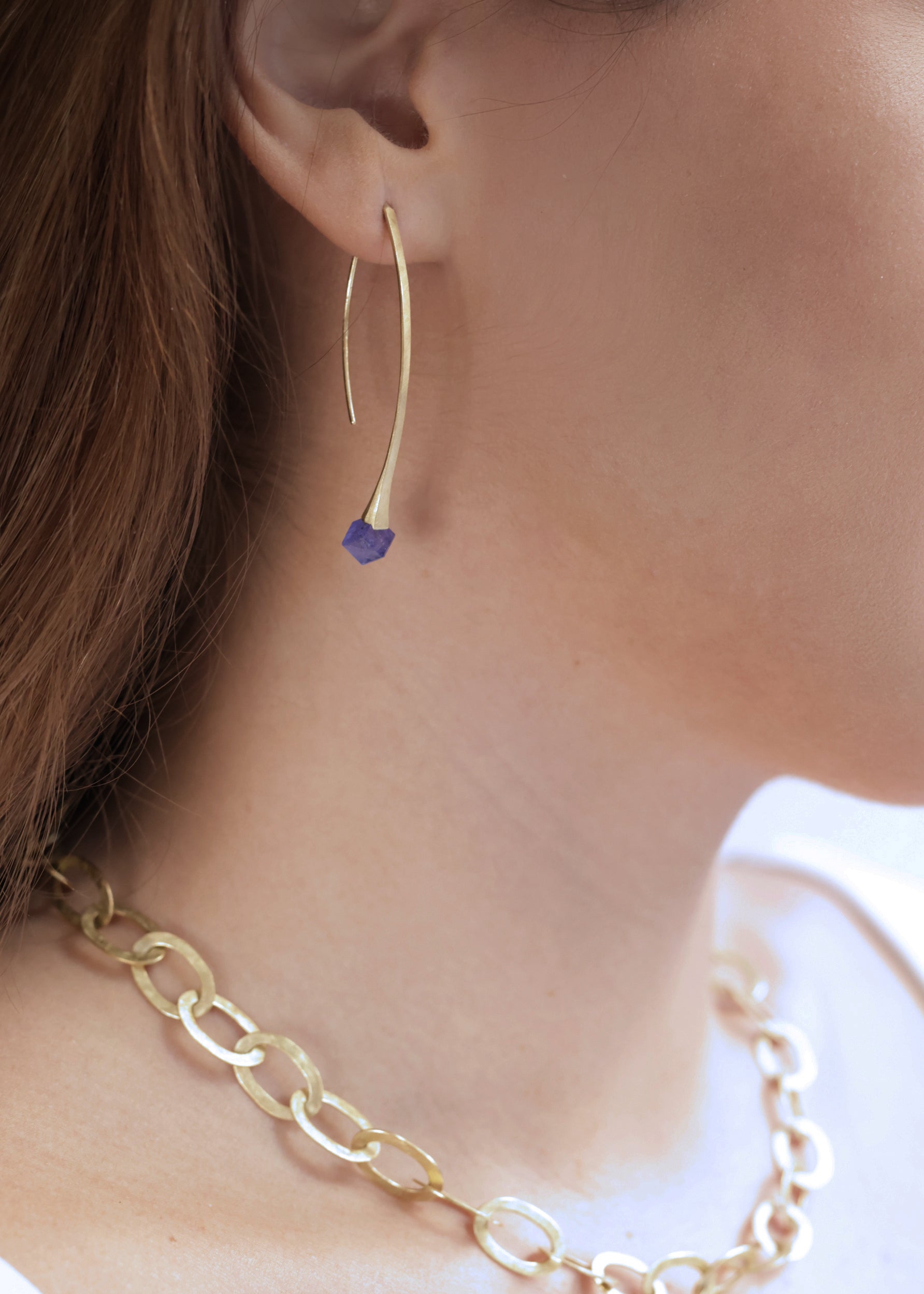 Tanzanite Cube Drop Earrings