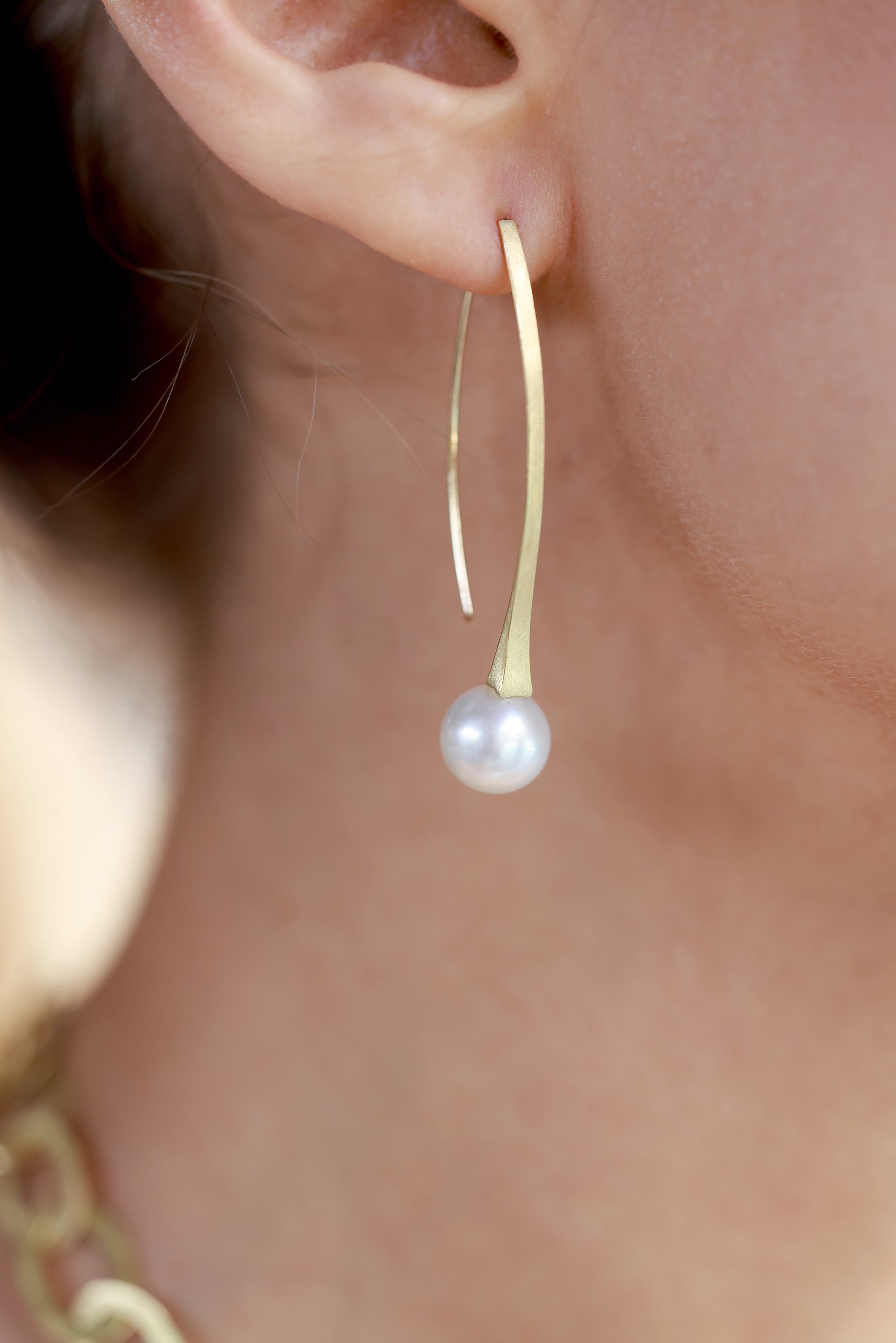 White Akoya Pearl Drop Earrings