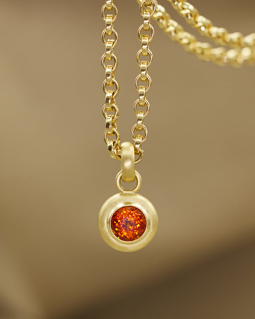 Spessartite Garnet  Round Brilliant Pendant