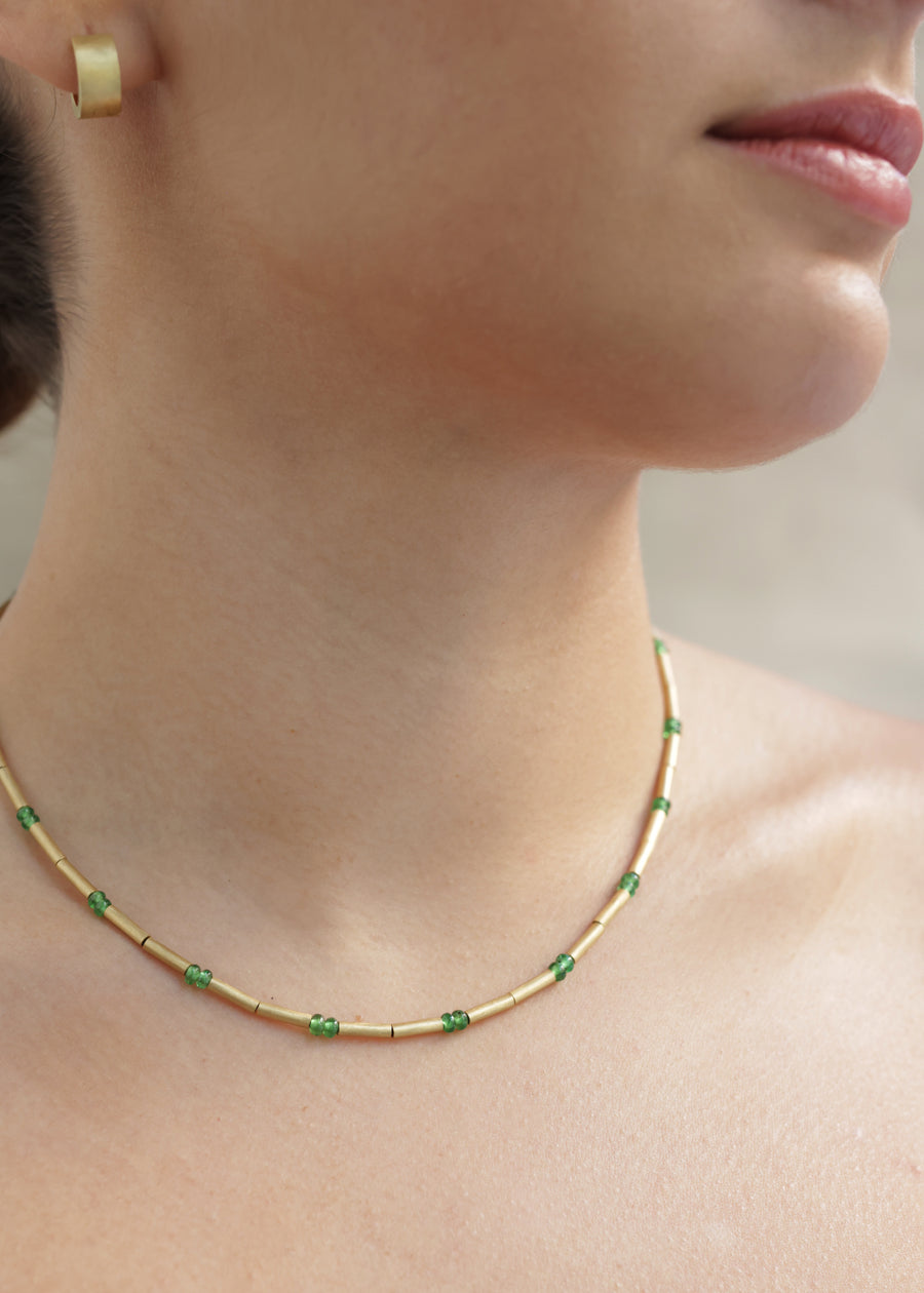 Tsavorite Bamboo Necklace