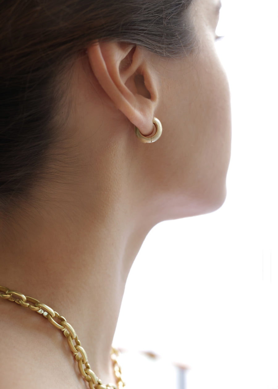 Domed Hoop Earrings Yellow Gold