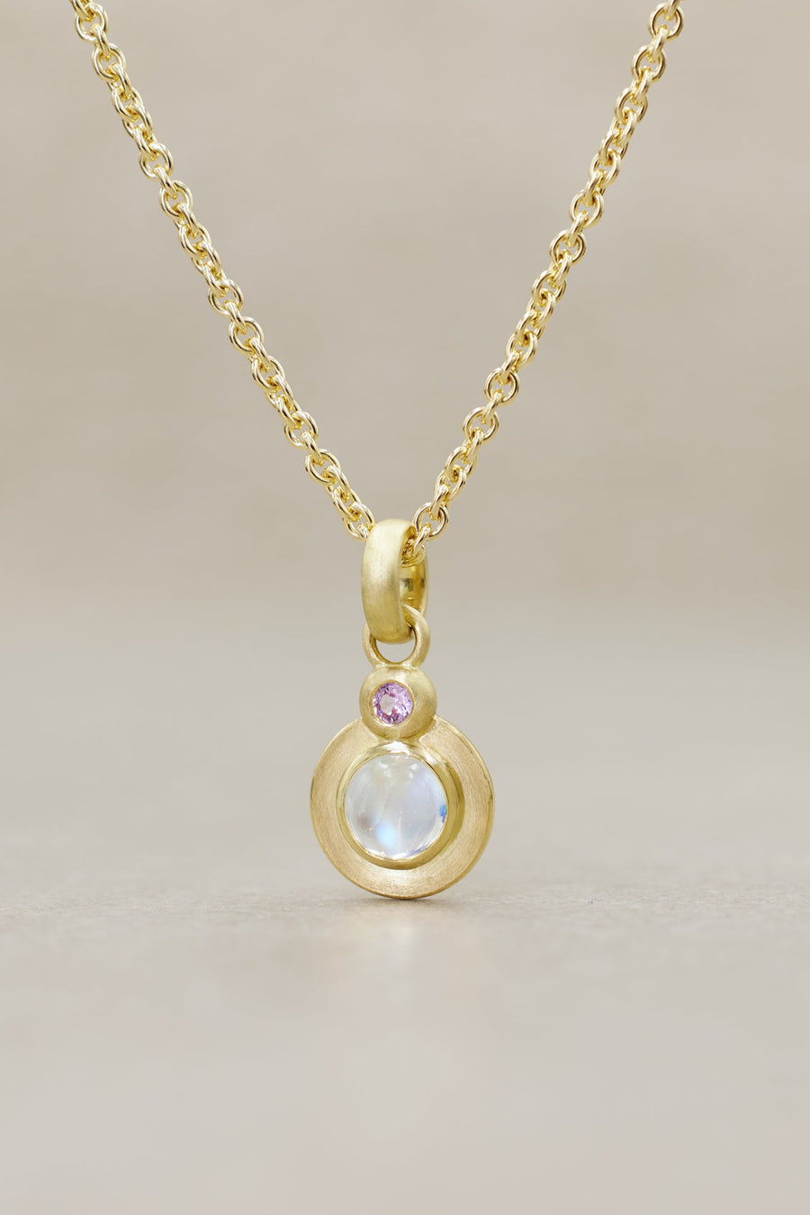 Moonstone and Pink Sapphire 'Medallion' Pendant