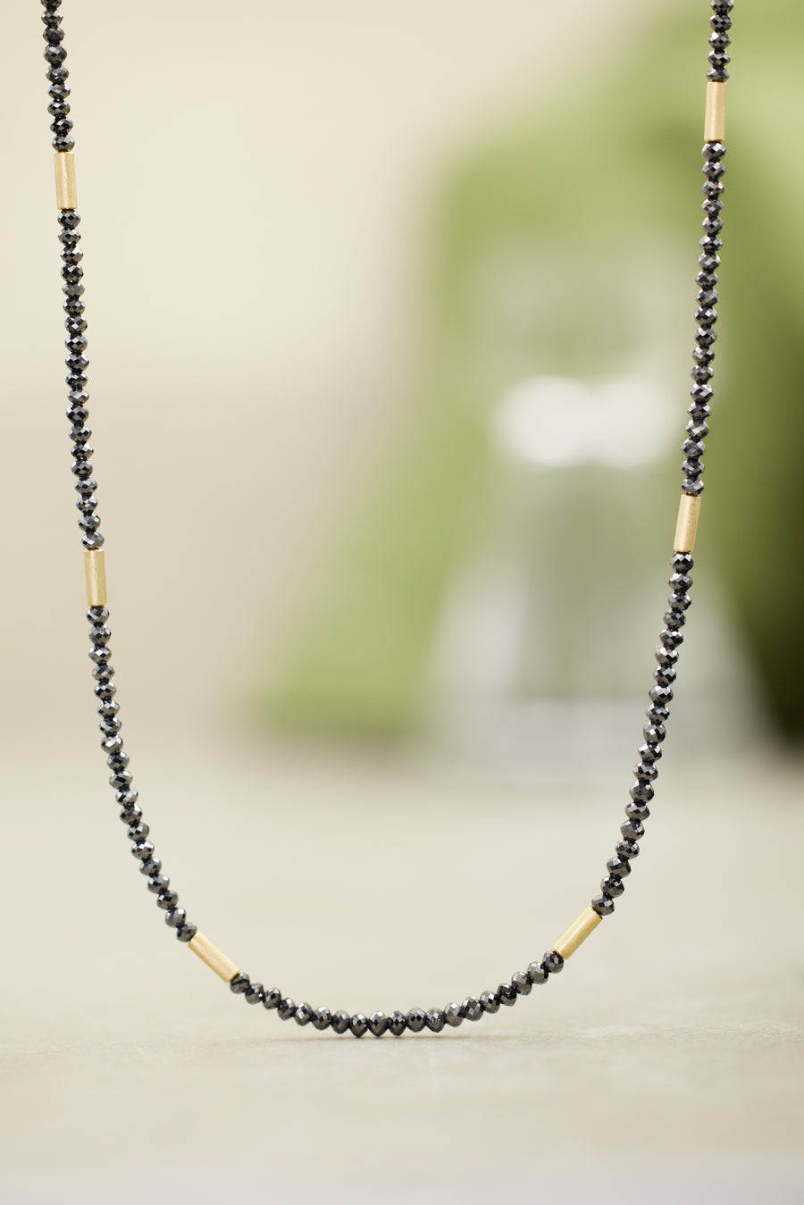 'AEGEA' Black Diamond Bead Necklace Delicate
