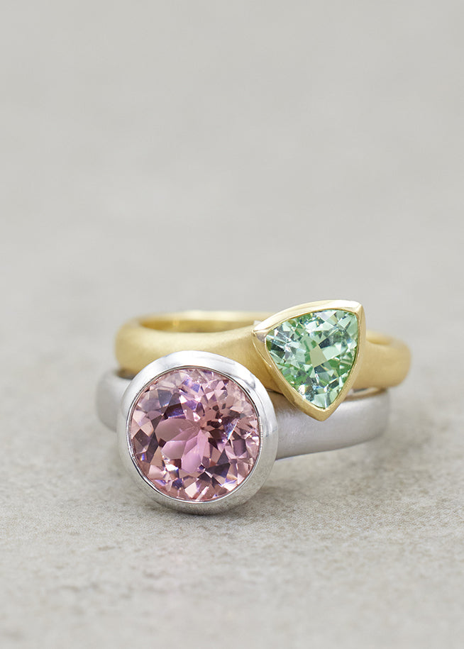 Rose/Pink Tourmaline Fluted Ring