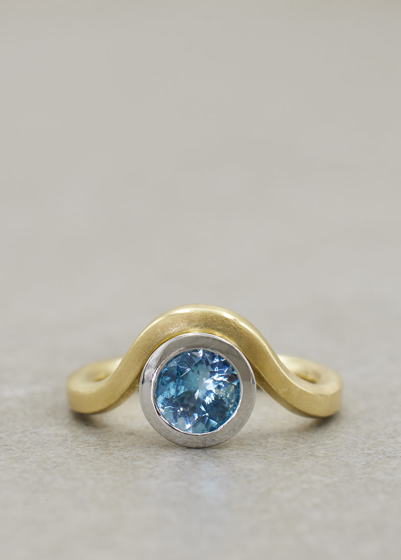 Blue Zircon Wave Ring