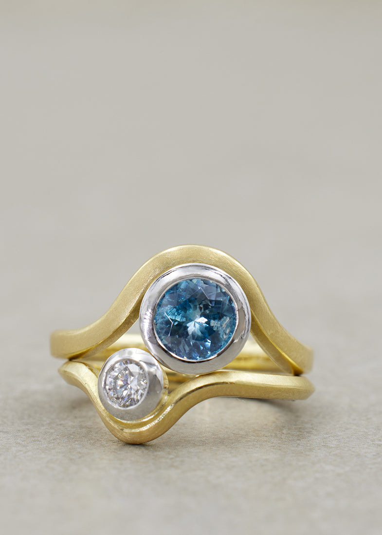 Blue Zircon Wave Ring