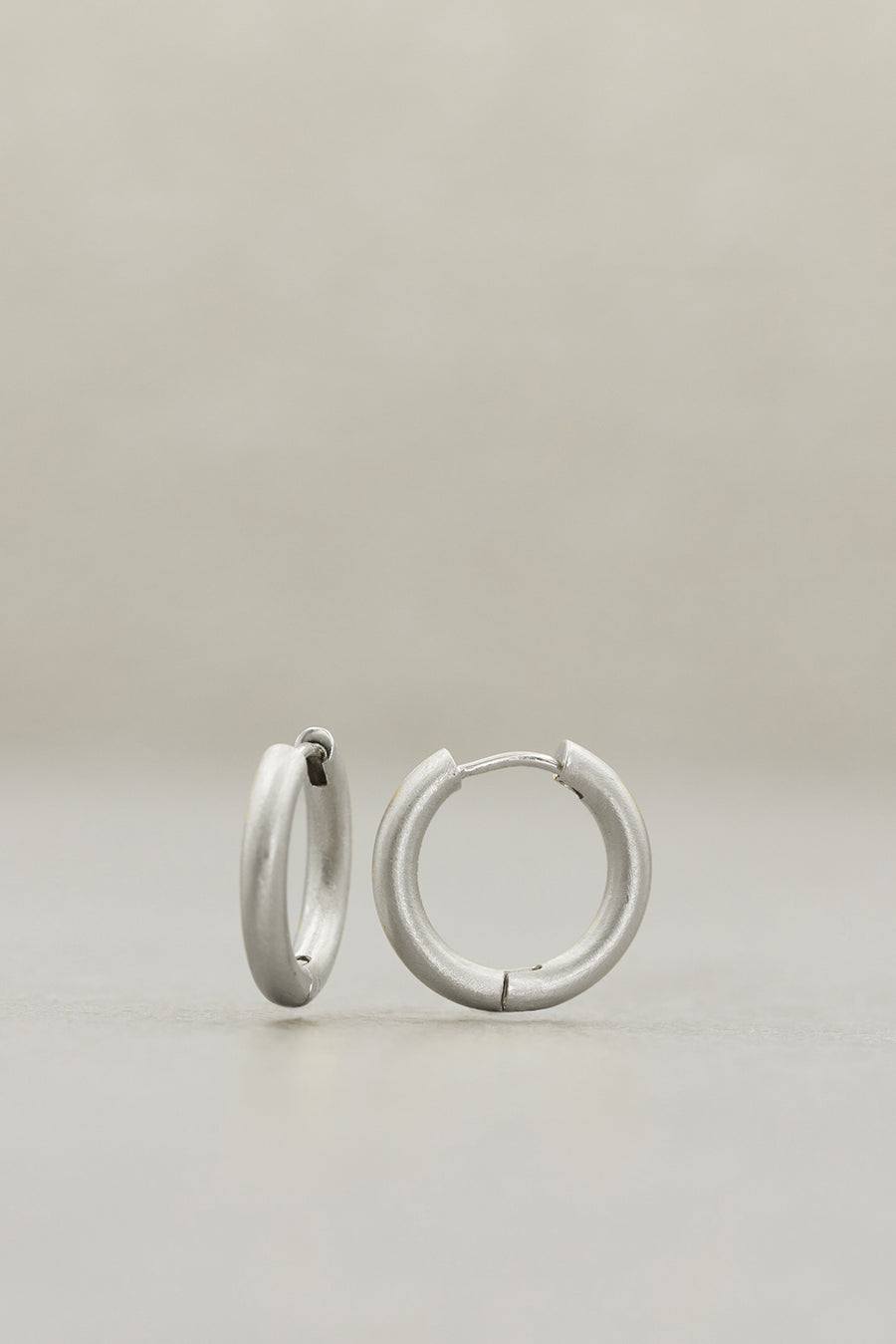 'RONDO' Solid Hoop Earrings White Gold