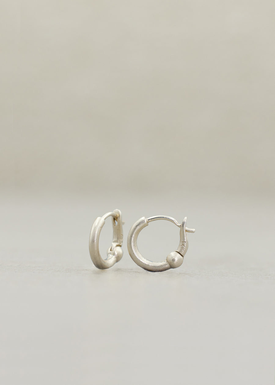 Baby 'Round Clip' Hoops White Gold