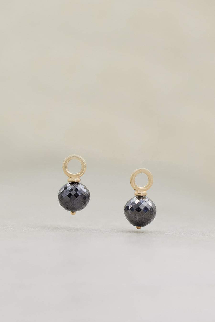 Black Diamond Bead Earring Charms Yellow Gold