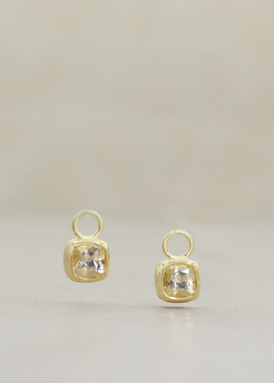 Yellow Zircon Cushion Charms for Earrings