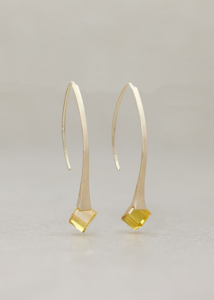 Yellow Beryl Mini Cube Drop earrings