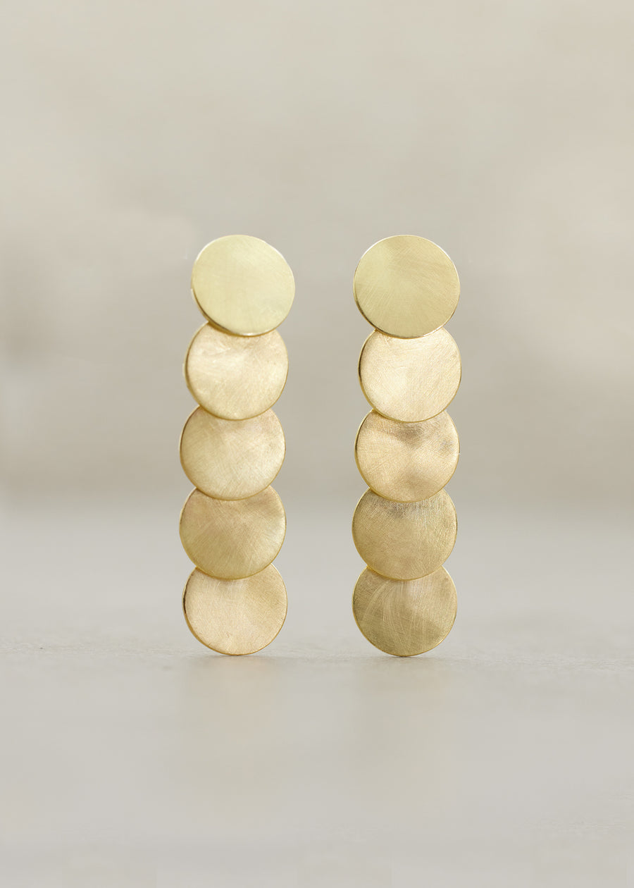 Disc Drop Earrings Yellow gold