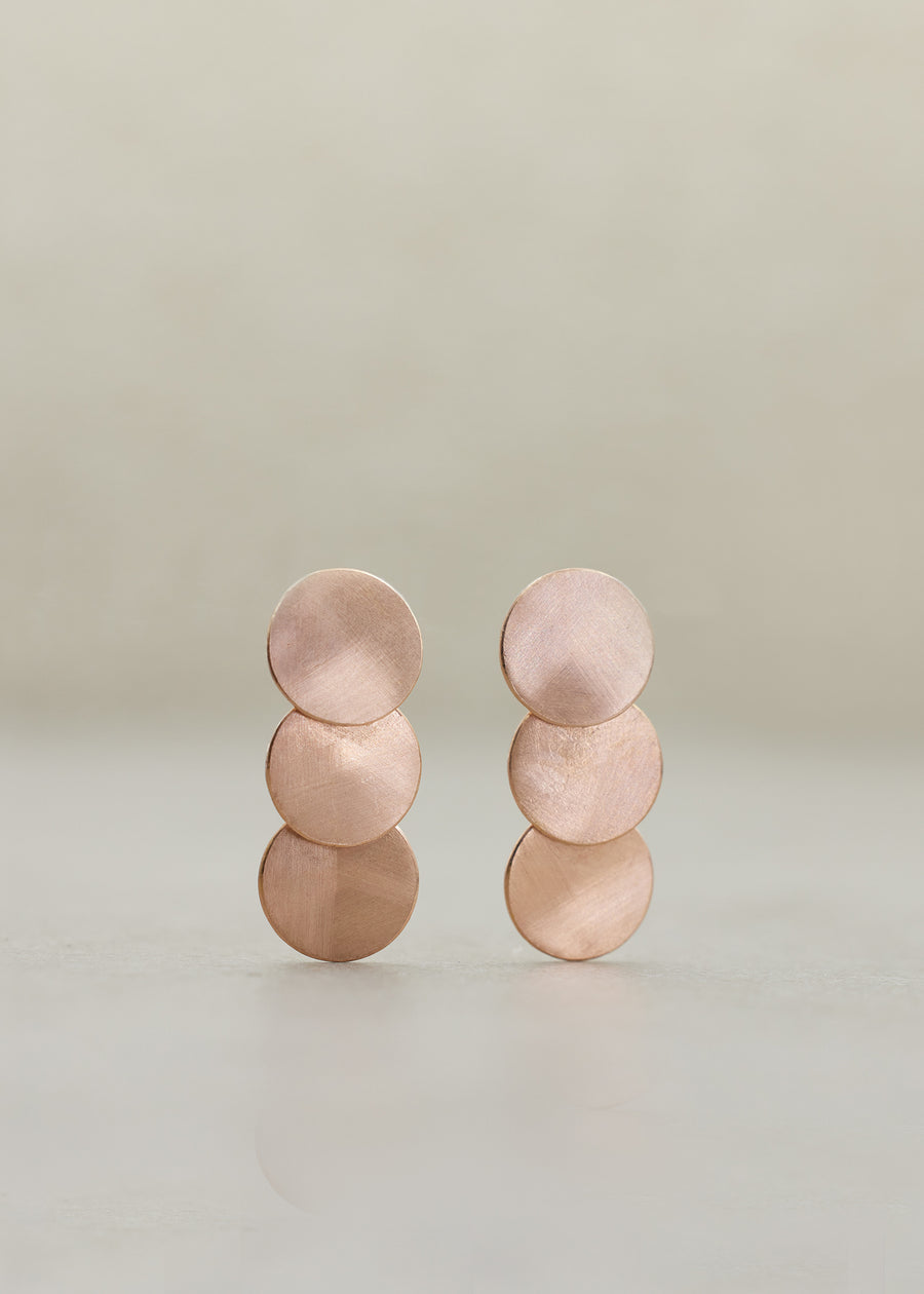 Disc Drop Trio Earrings Rose Gold