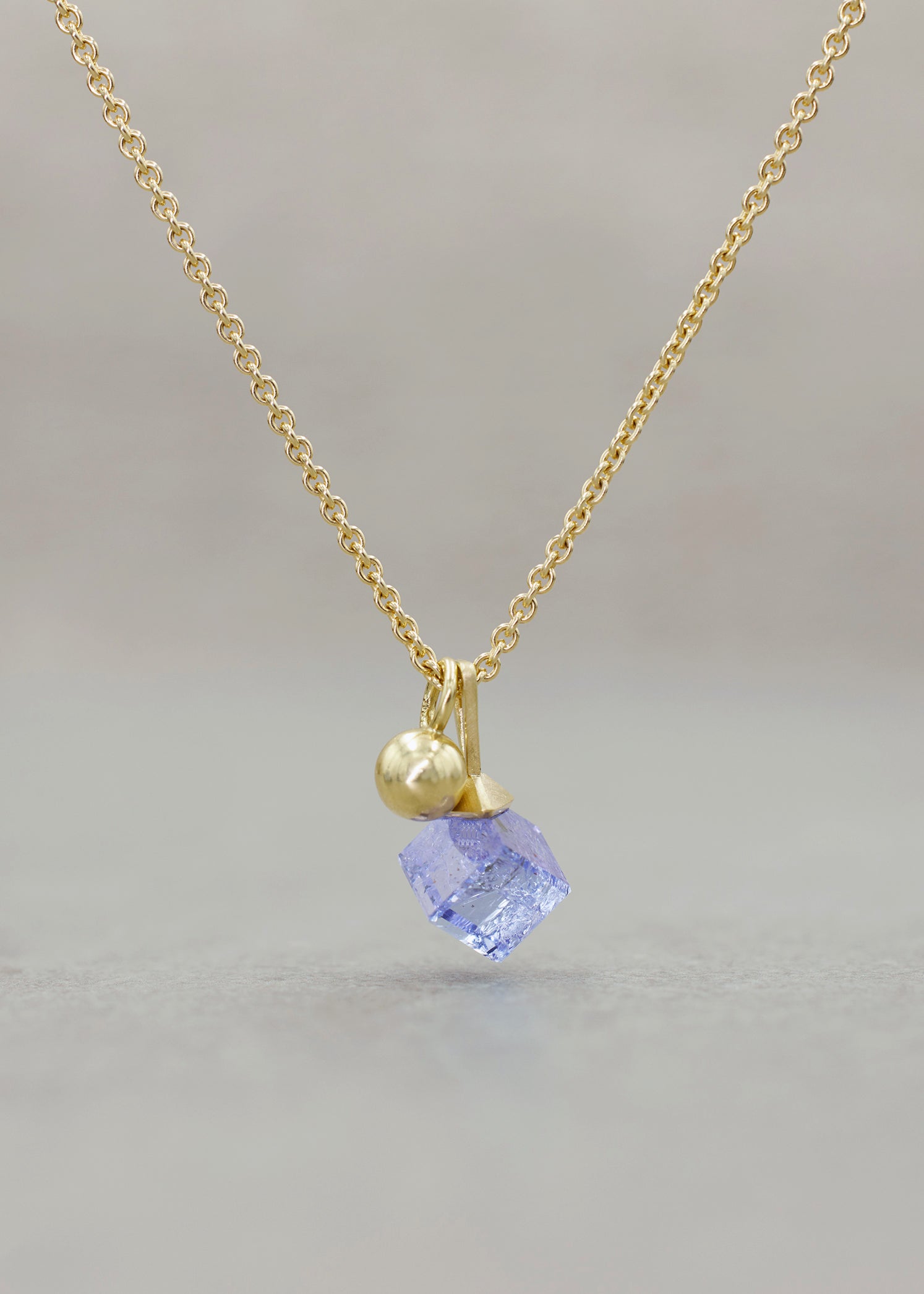 Tanzanite Cube Pendant Yellow Gold