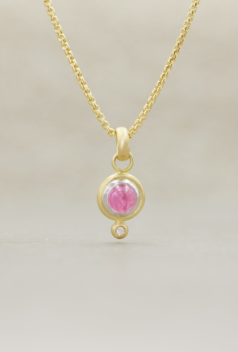 Pink Tourmaline Cabochon 'Rondo' Pendant