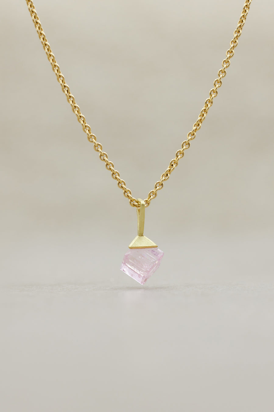 Pastel Pink Tourmaline Cube Pendant