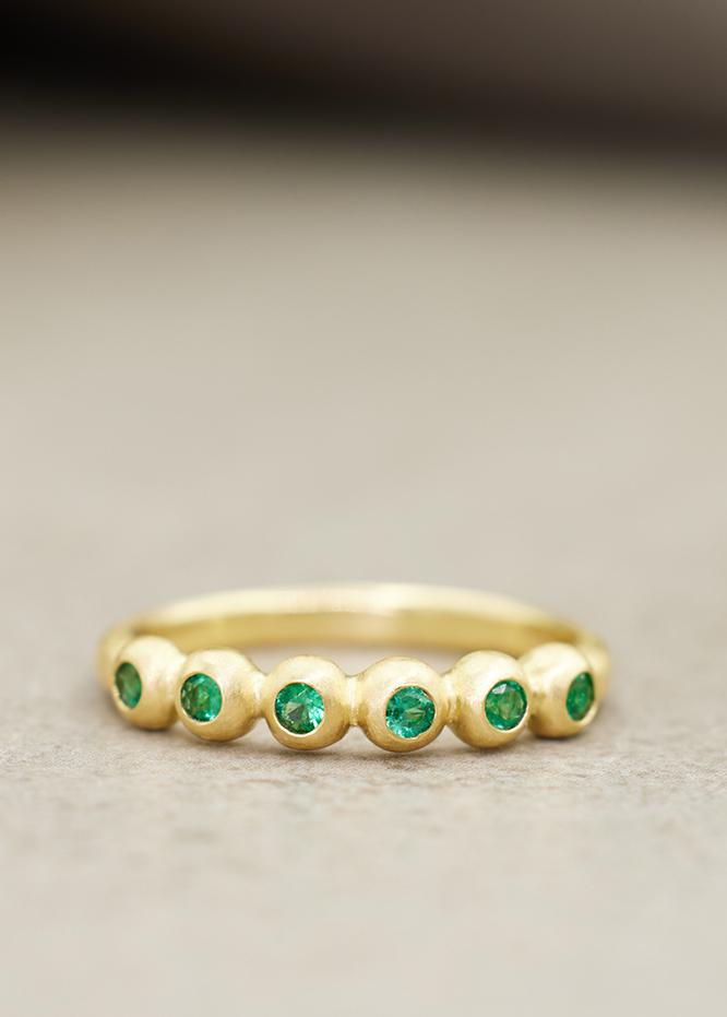 SIX Bead Emerald Ring