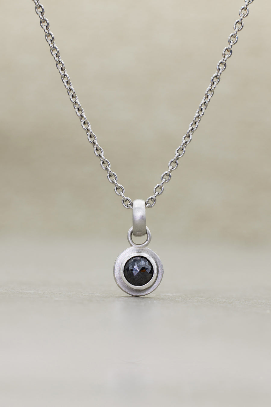 'AEGEA' Black Diamond Disc Pendant Platinum