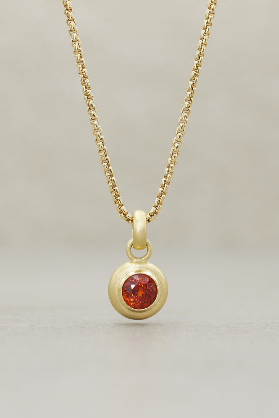 Spessartite Garnet  Round Brilliant Pendant