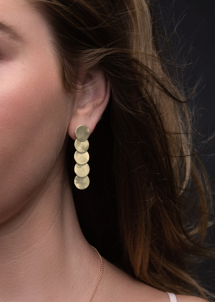 Disc Drop Earrings Yellow gold