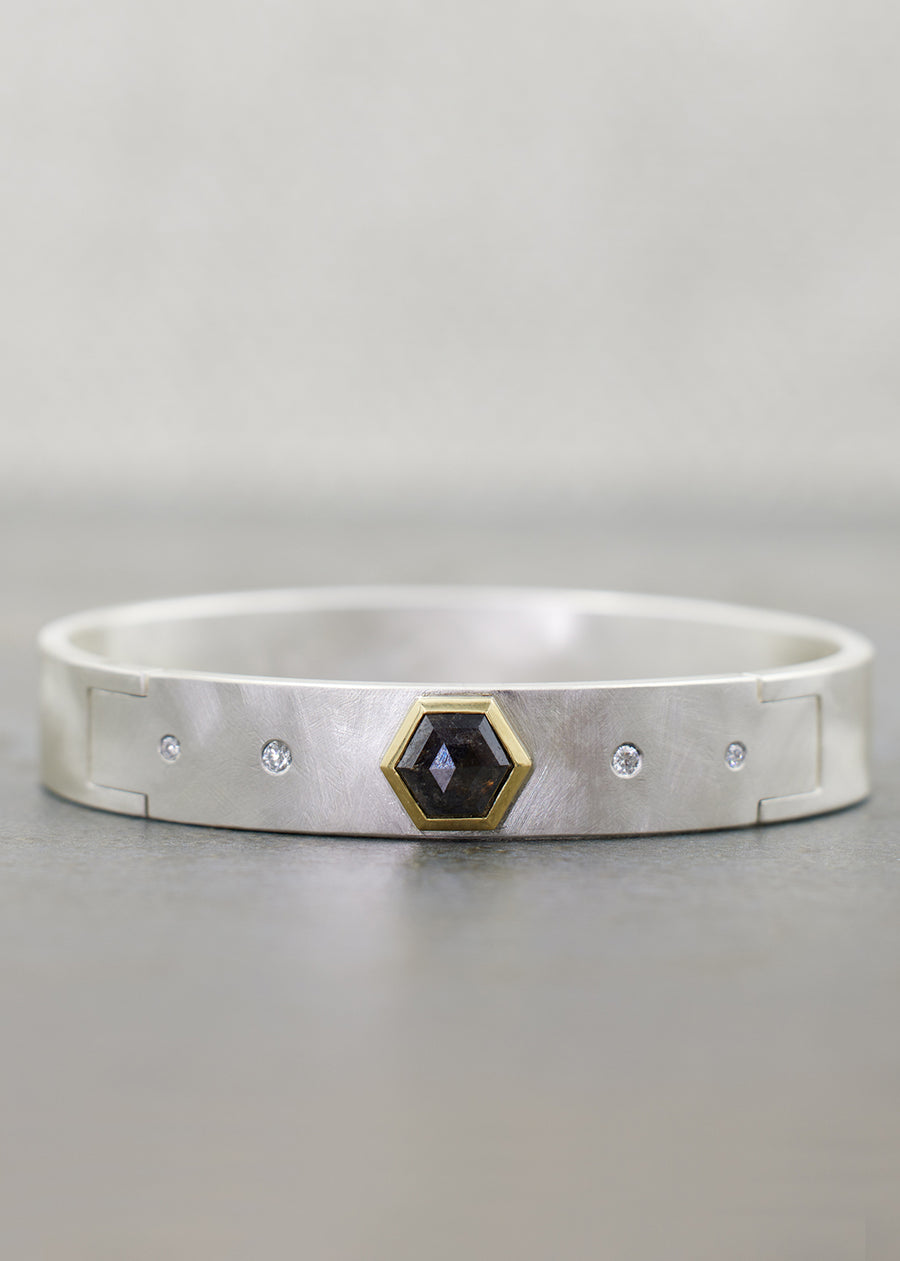 Black Diamond Hexagon Cuff Bracelet