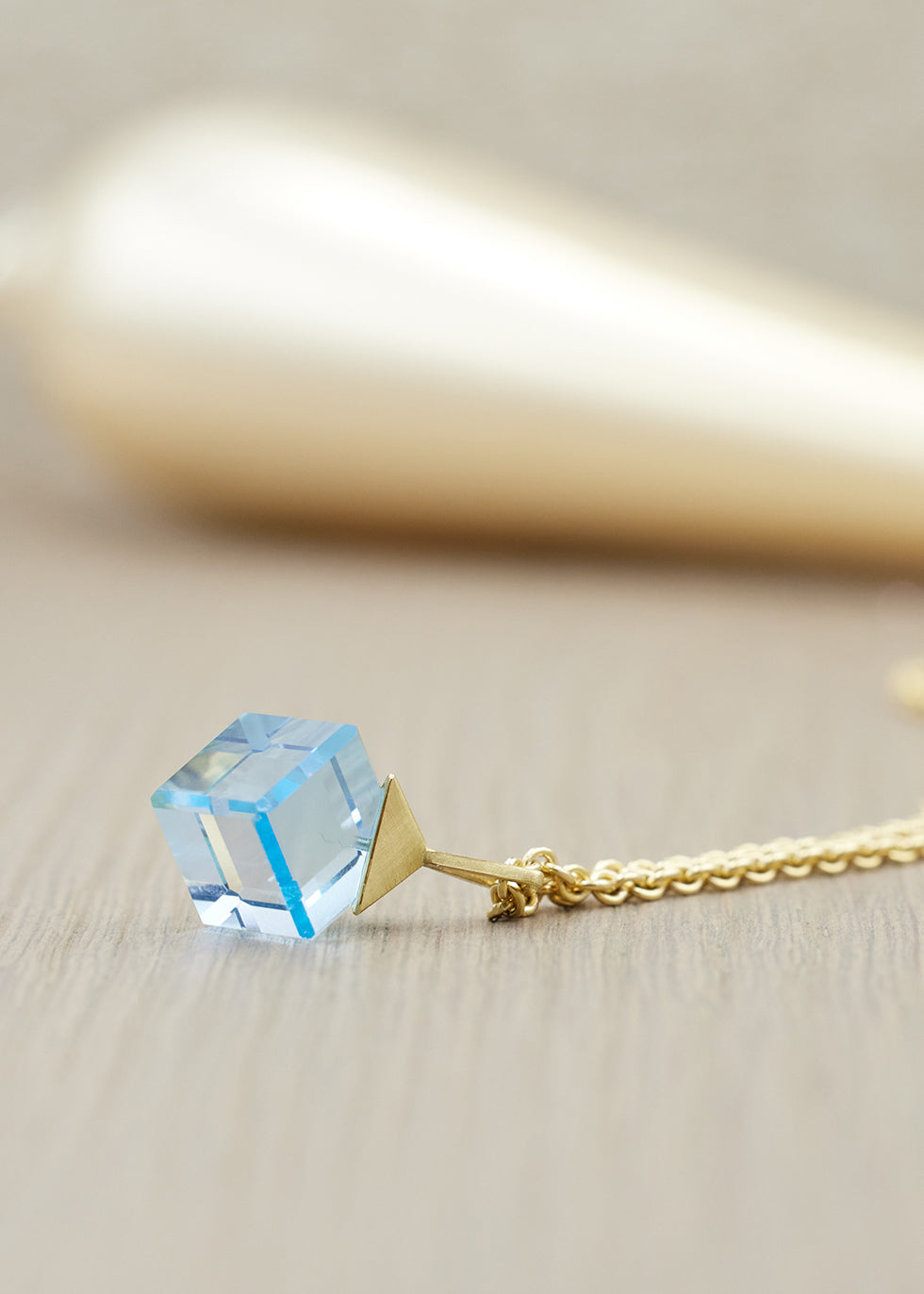 Blue Topaz Cube Pendant