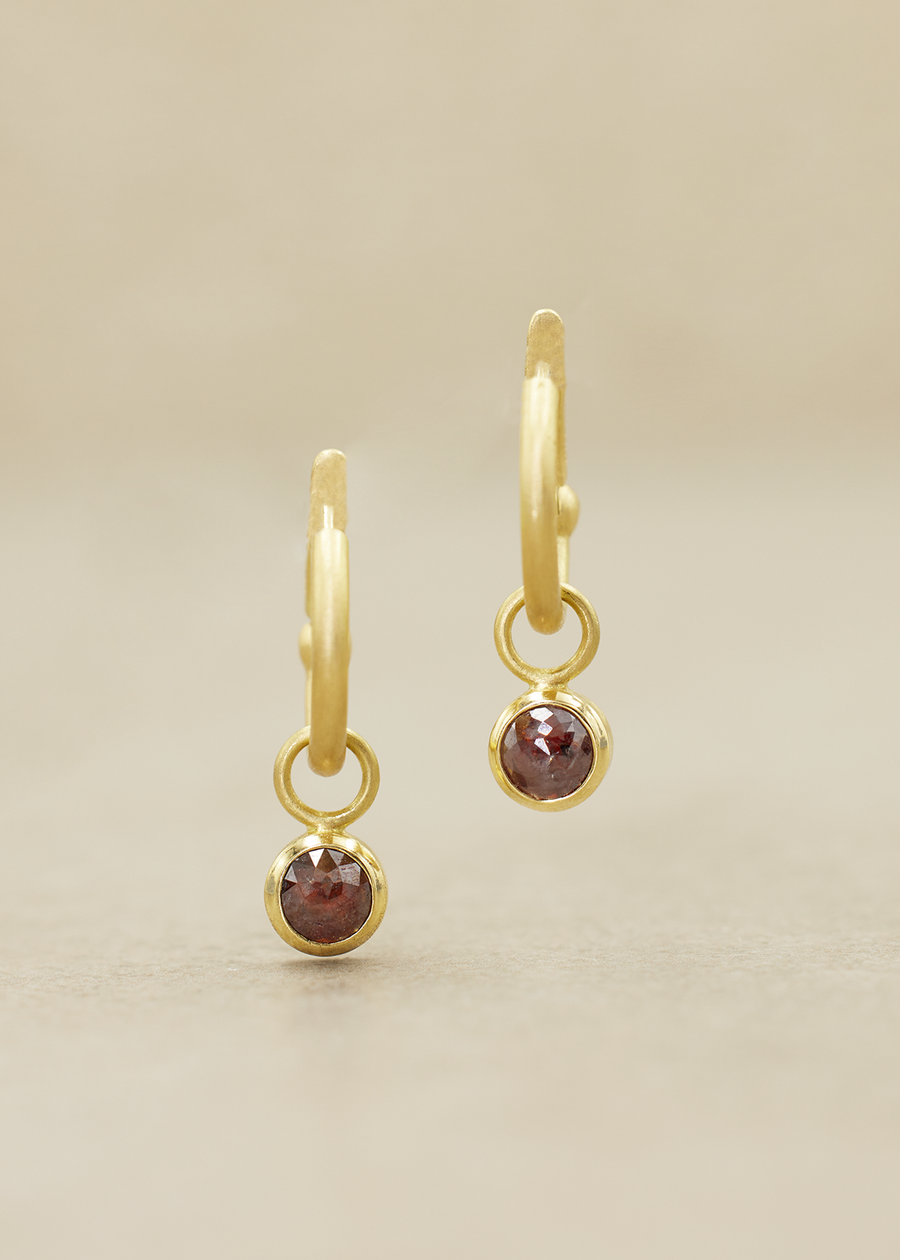 'AEGEA' Mocha Diamond Gem Charm Earrings