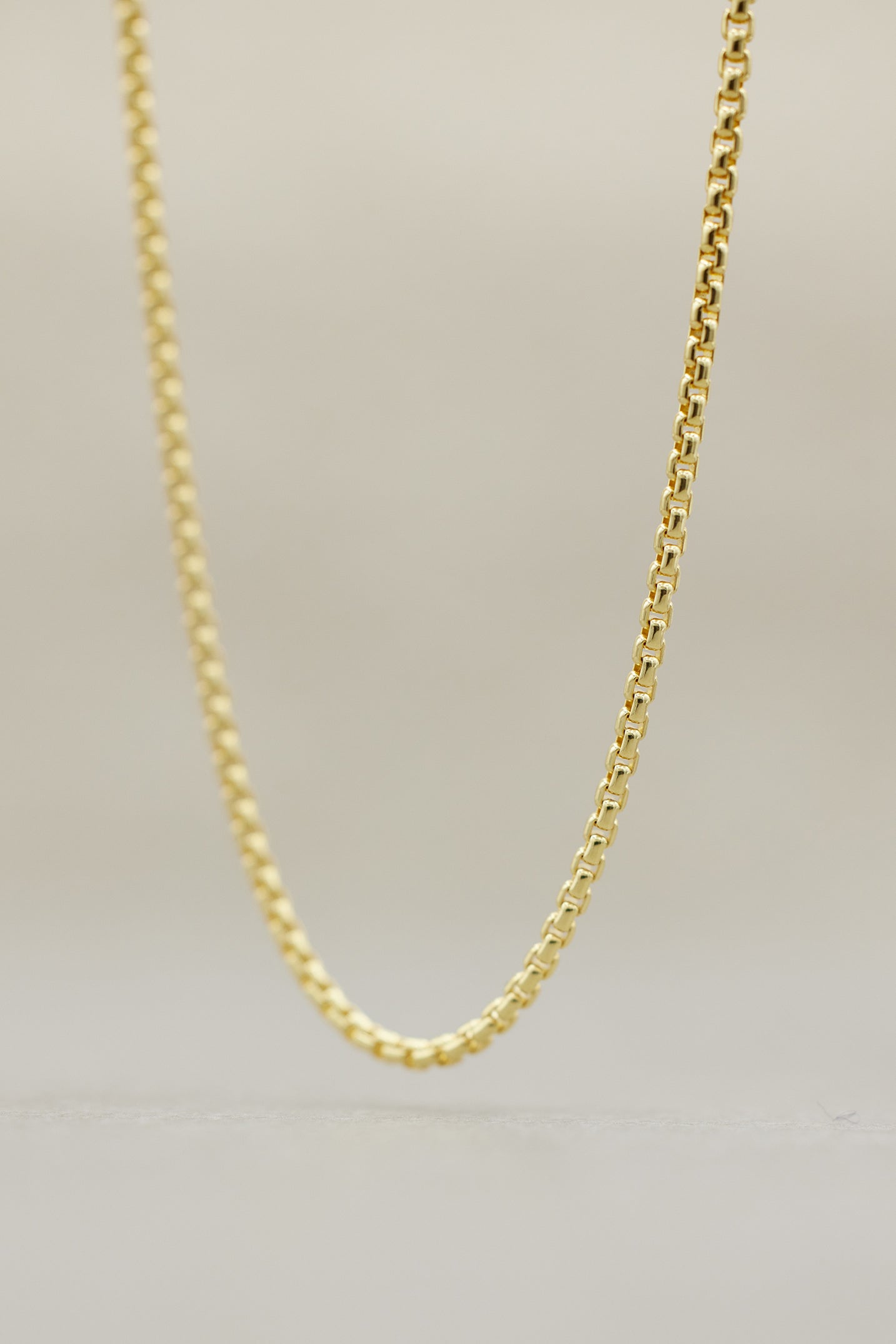 Rounded  Box Chain Yellow Gold,2mm