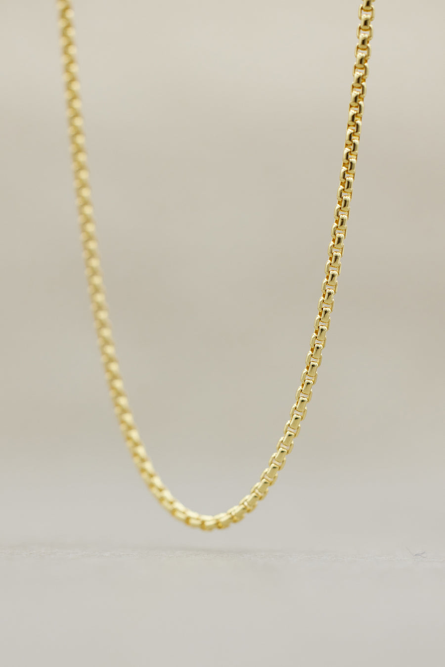 Rounded  Box Chain Yellow Gold,2mm