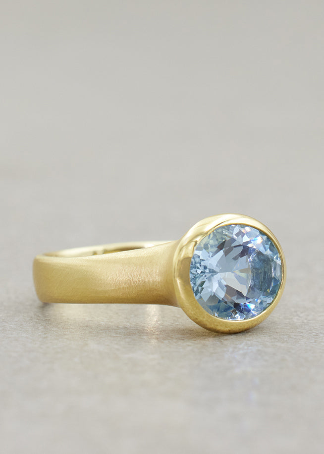 Aquamarine Fluted Oval Ring