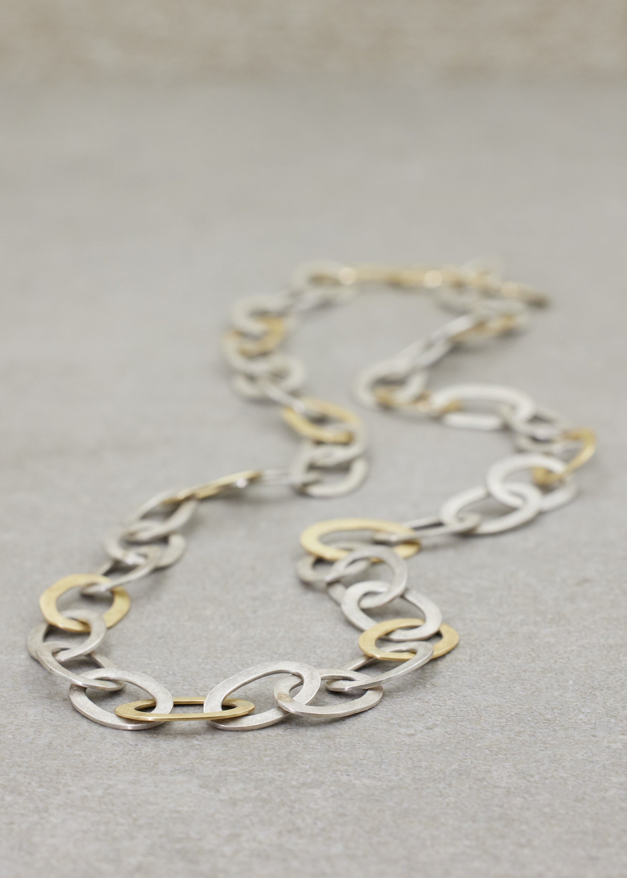 The Oval Link Chain- Sterling and Gold