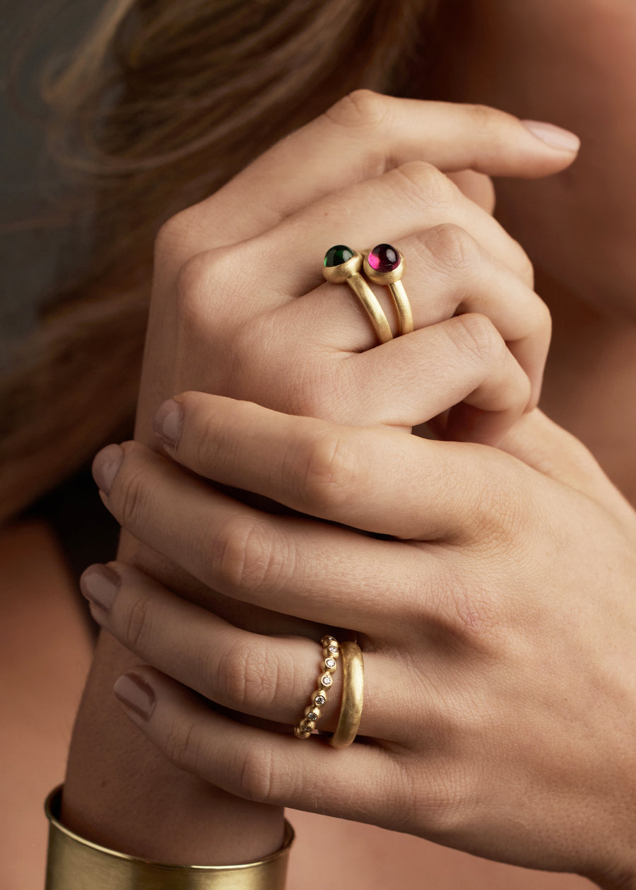 Pink Tourmaline Button Ring