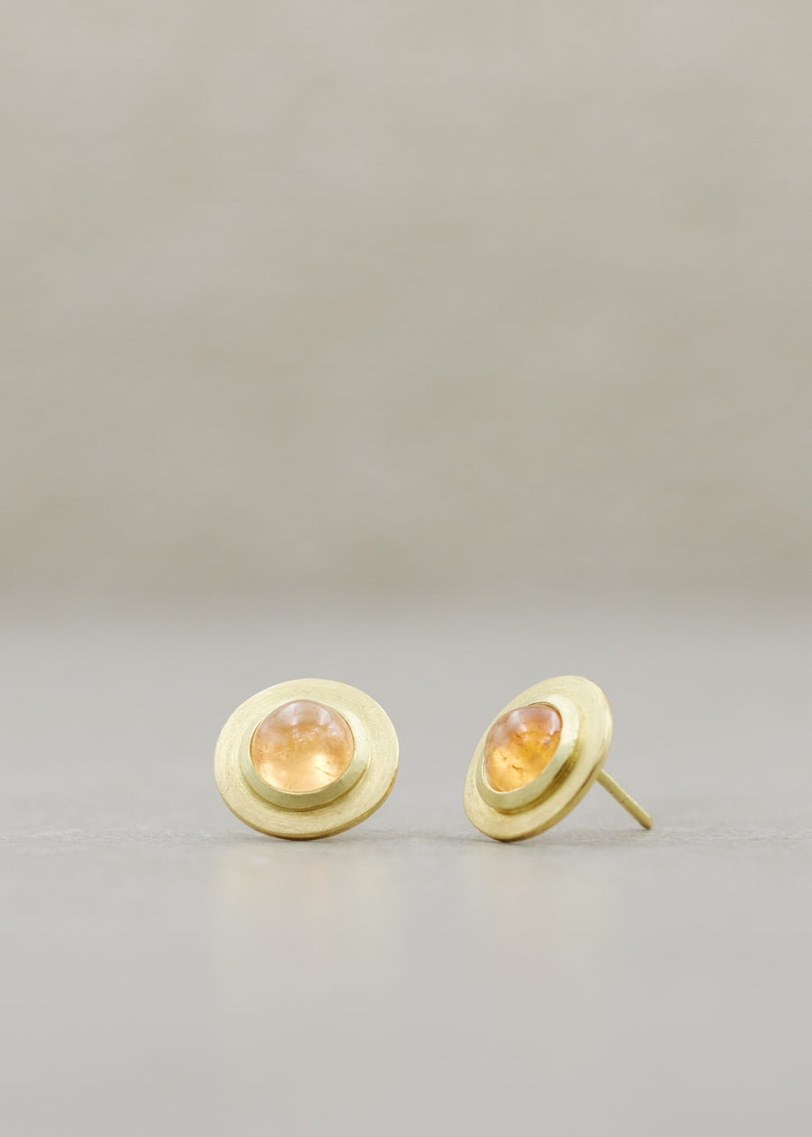 Mandarin Garnet Button Studs