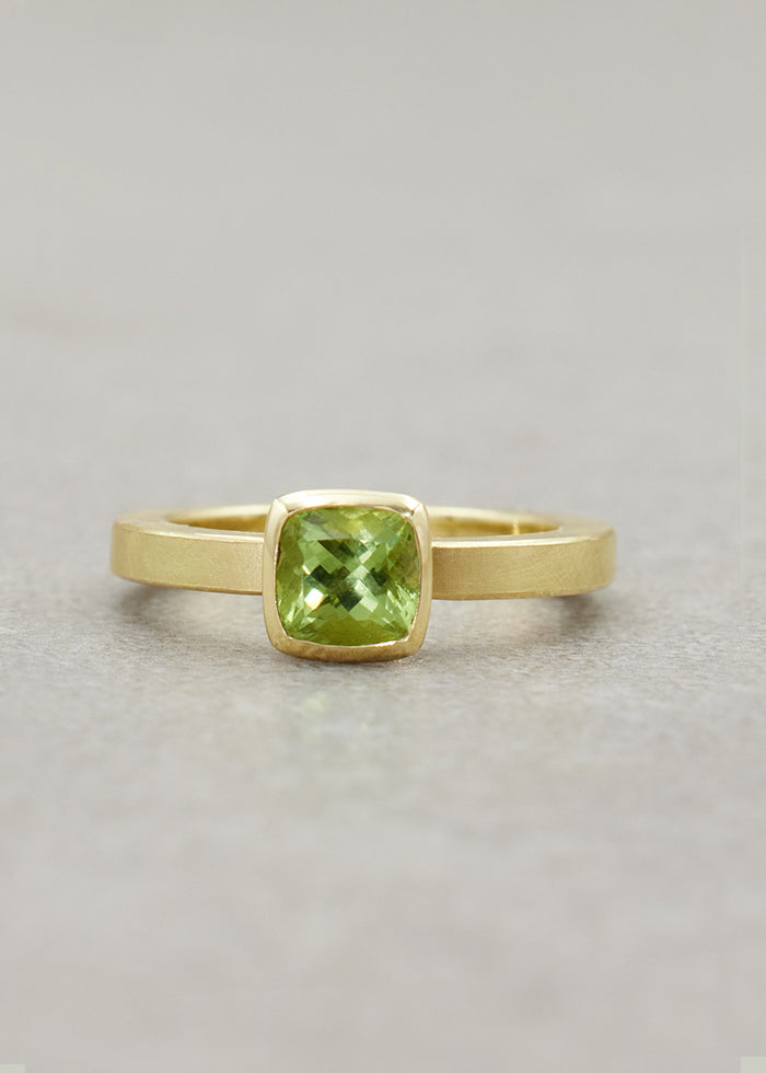 Peridot Cushion Ring