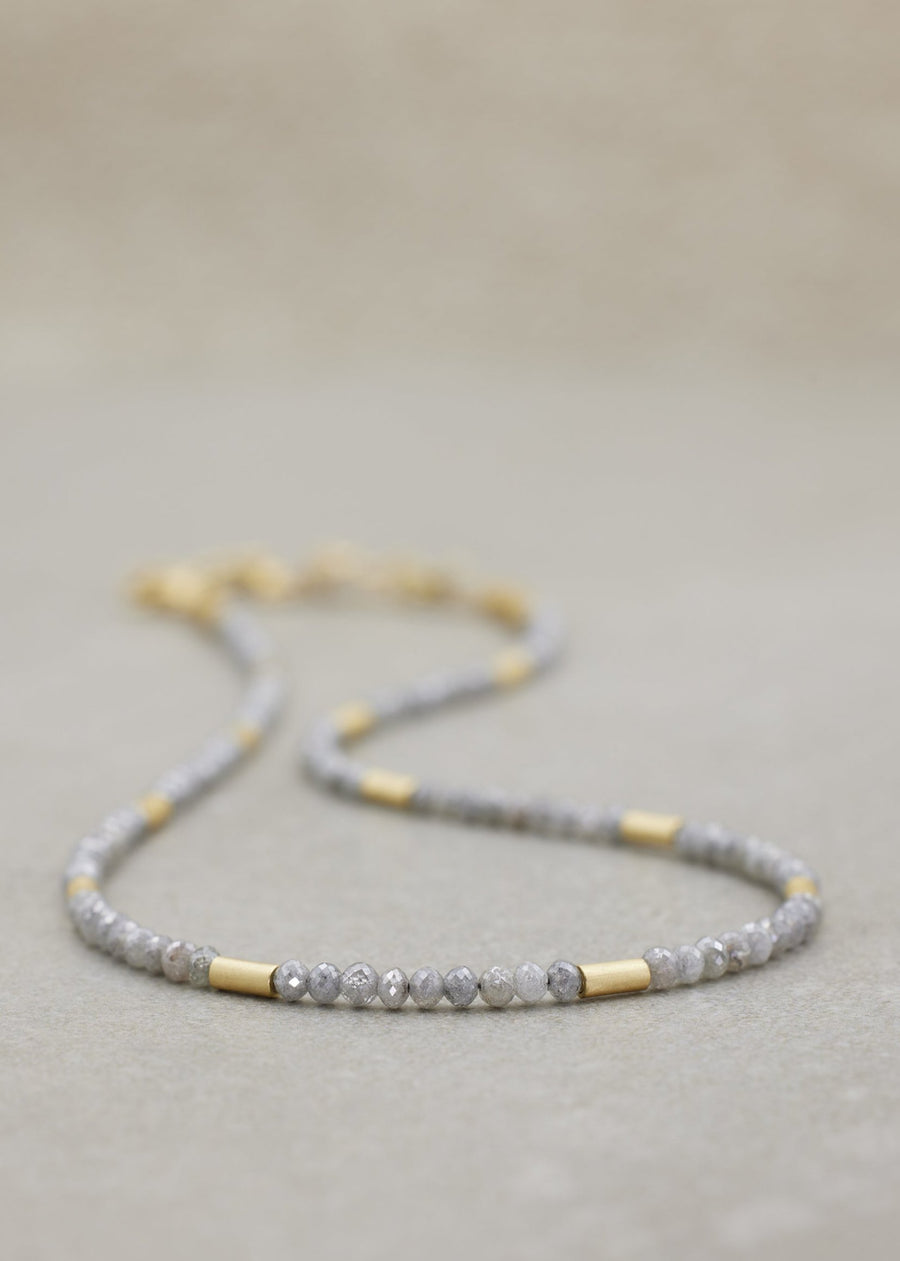 Gray Diamond Bead Necklace