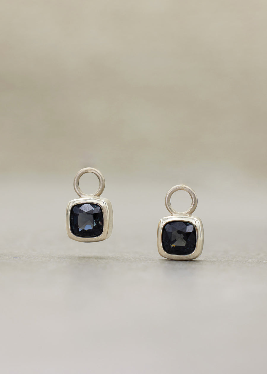 Gray Spinel Cushion Earring Charms