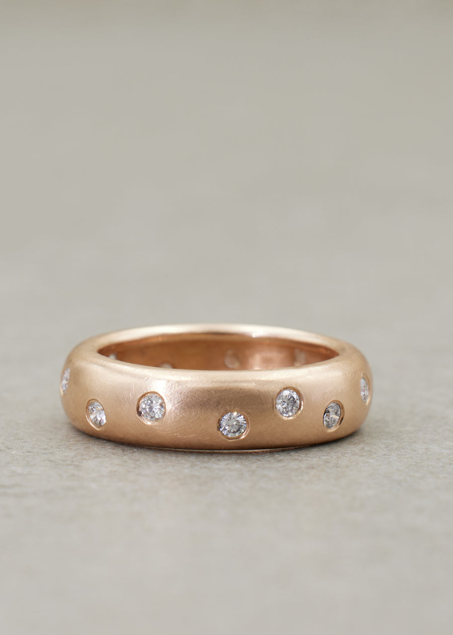 Stardust Domed Diamond Band Rose Gold