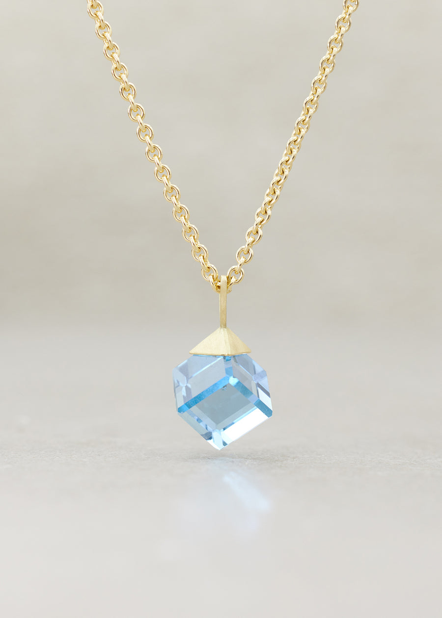 Blue Topaz Cube Pendant