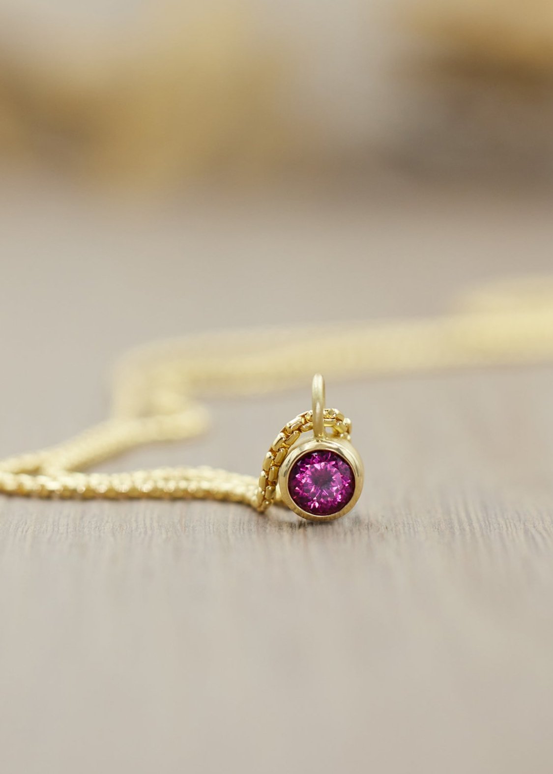 Pink Garnet Round Gem Pendant