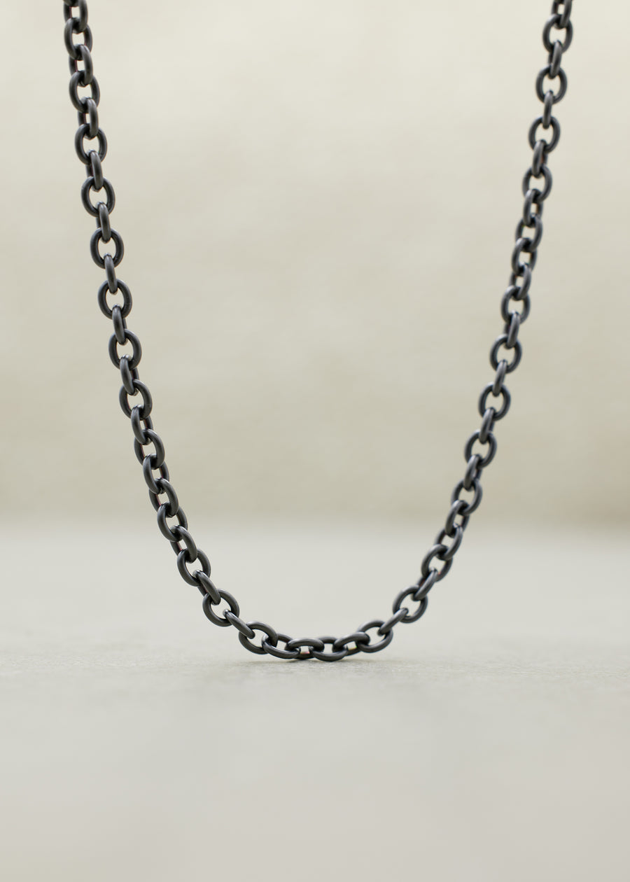 Black Stainless Steel Cable Link Necklace, 3.8mm