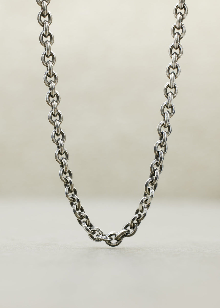 Oxidized Sterling Silver Navette Necklace, 4.6mm