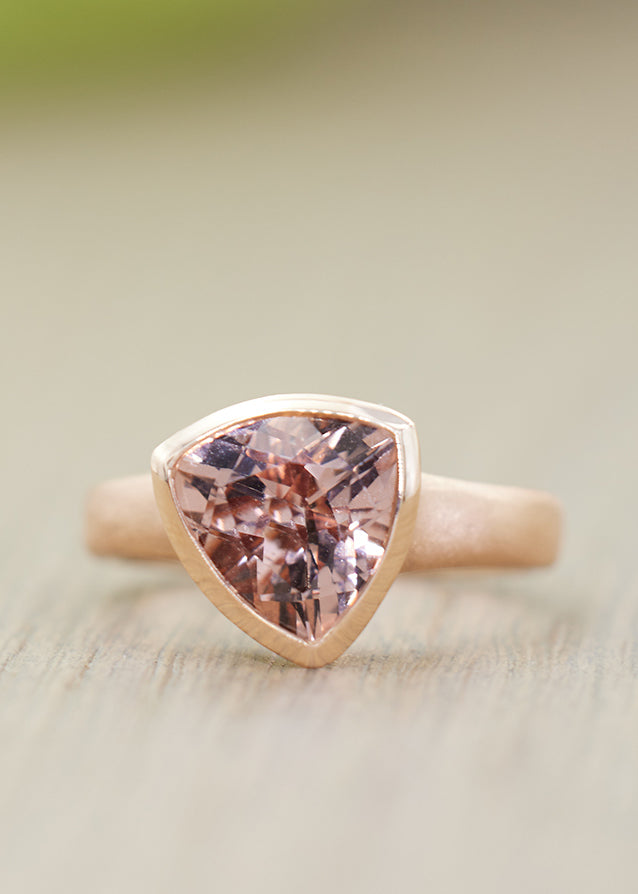 Morganite Fluted Trillion Ring