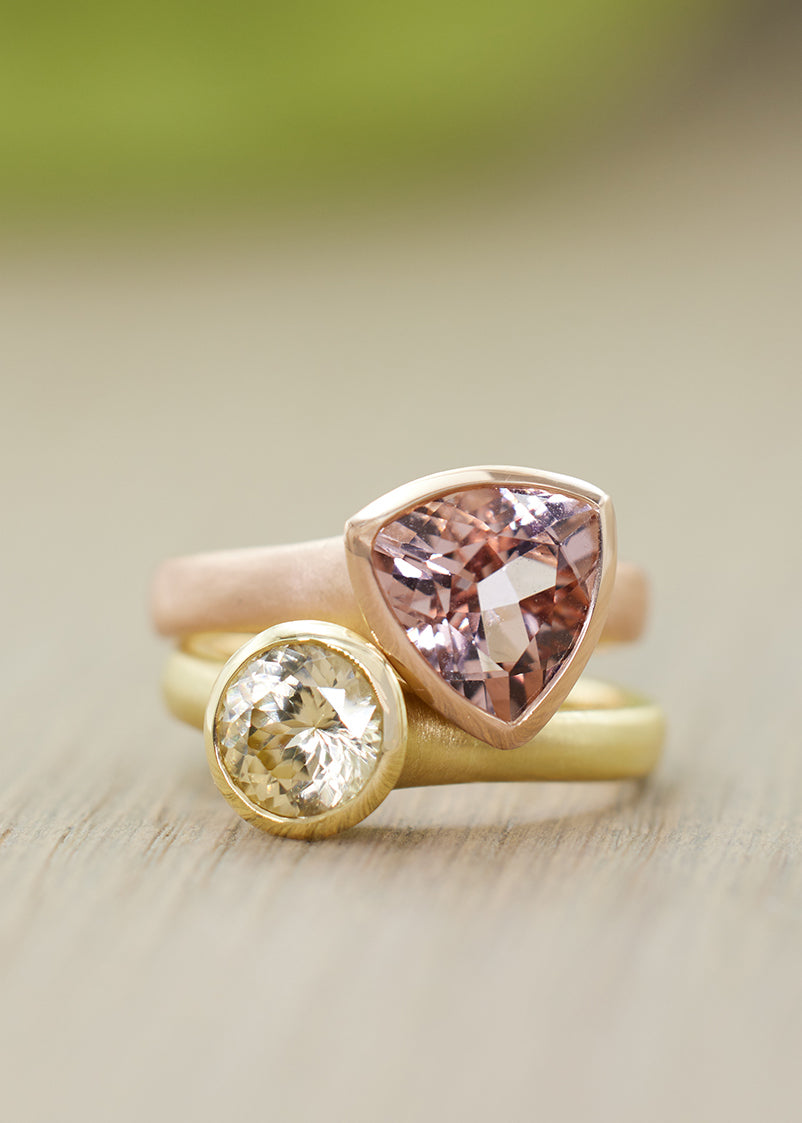 Morganite Fluted Trillion Ring