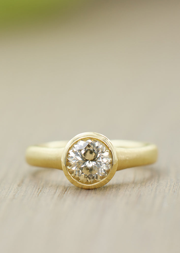 Yellow Zircon Fluted Ring