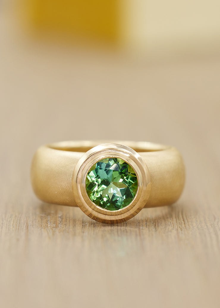 Green Tourmaline SATURN Ring