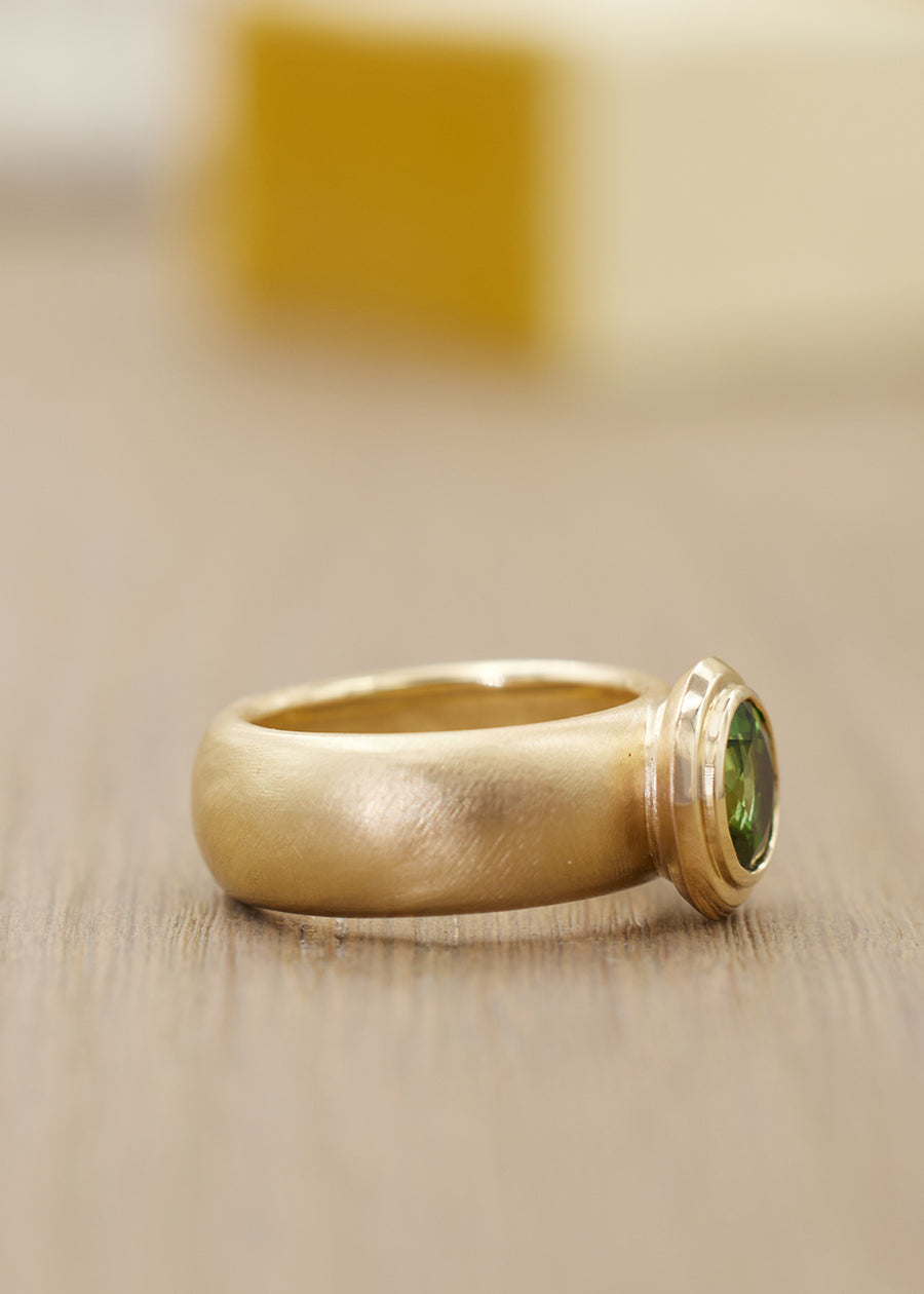 Green Tourmaline SATURN Ring