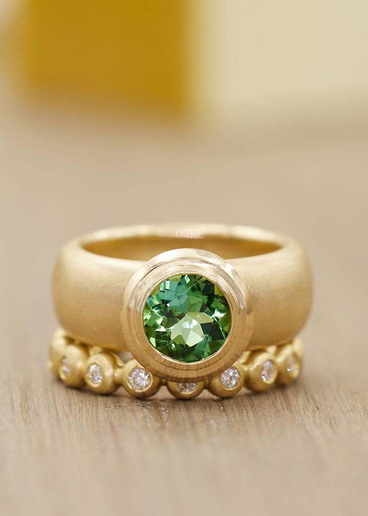 Green Tourmaline SATURN Ring