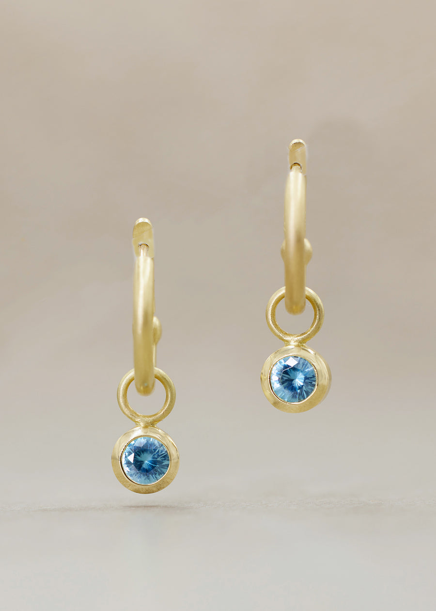 Blue Zircon 'GEM' Charm Earrings