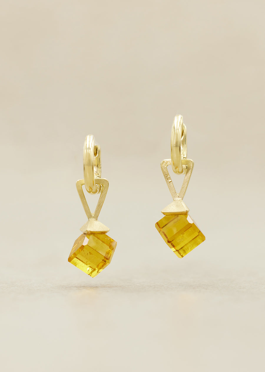 Orange Beryl Cube Earring Charms